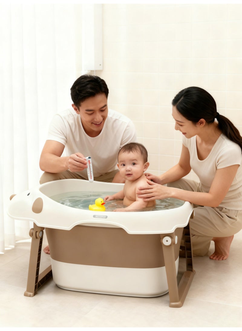 Children's Folding Bath Tub, Baby Bath Tub, Infant Bath Basin, Foldable Baby Bath Tub,With Anti-Slip Base And Temperature-Sensing Water Plug - Image 3